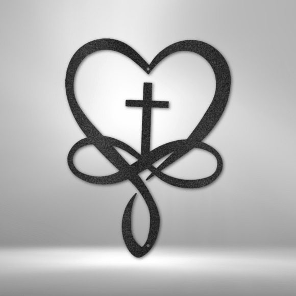 Scripture Sign Love Infinity Cross Steel Sign Laser Cut Powder Coated Home & Of